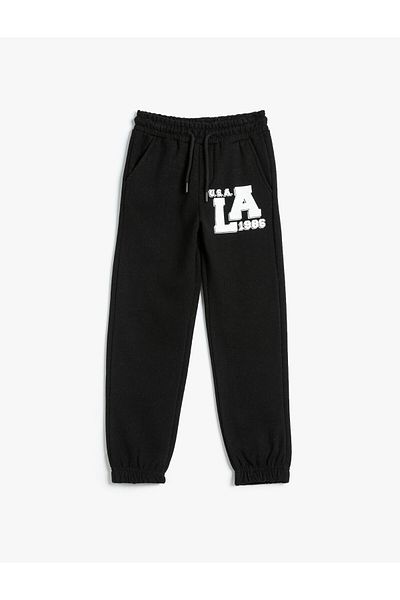 Koton Jogger Sweatpants Tie Waist Pocket Print Λεπτομερές βαμβακερό