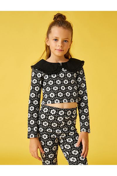 Koton Tricou crop cu mânecă lungă pentru guler pentru bebeluși