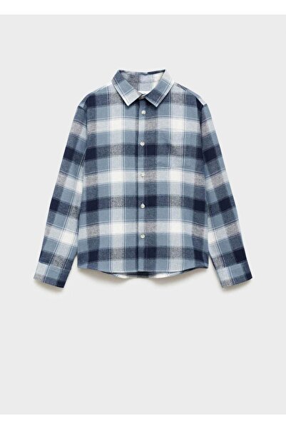 MANGO Kids Göğüs cepli kareli gömlek