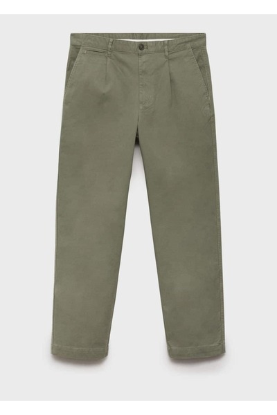 MANGO Man Regular kesim pilili pamuklu pantolon