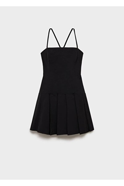 MANGO Woman Sırtı çapraz pilili elbise