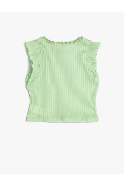 Koton Tank Top Ruffled Round Neck Ribbed Cotton