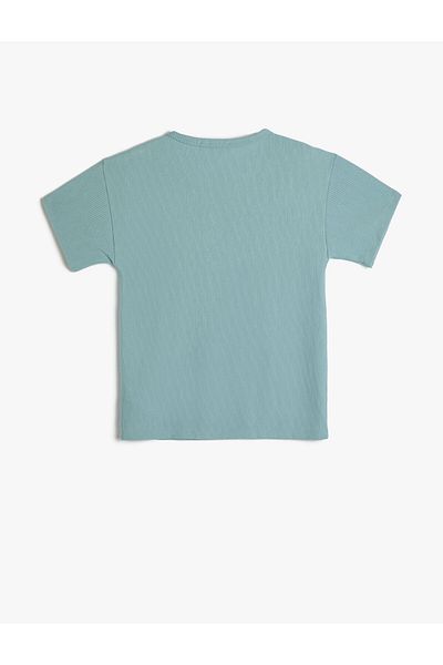 Koton Tricou de bază, mânecă scurtă, cu decolteu, buzunar, cu nervuri