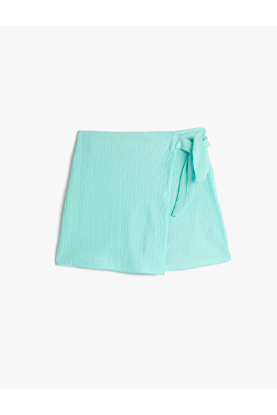 Koton Pantaloni scurți Fustă Elastic în talie Wrap Side Tie Texturat