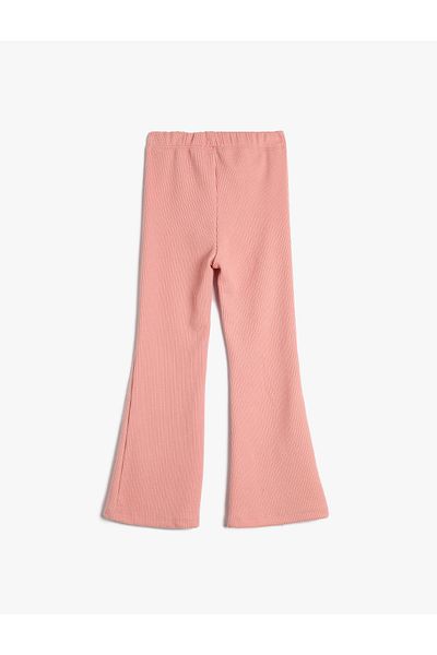 Koton Flared Leg Trousers with Ribbed Slit Detail and Elastic Waist