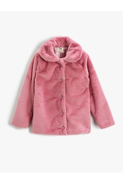 Koton Plush Coat Buttoned