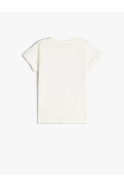 Koton 29 Οκτωβρίου T-shirt με παγιέτες, κεντημένο κοντό μανίκι, βαμβακερό λαιμόκοψη