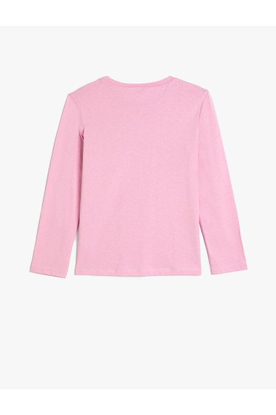 Koton Tricou mânecă lungă cu gât crew bumbac imprimat inimă