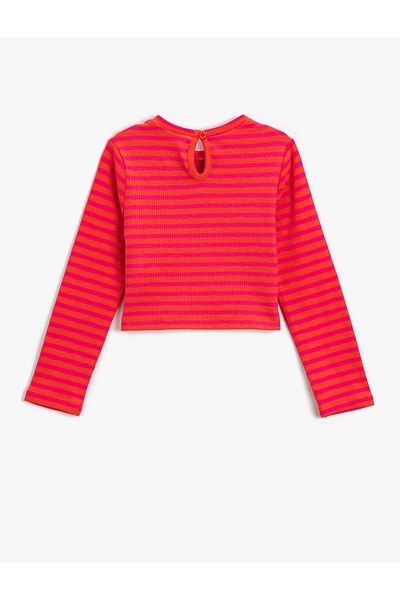 Koton Crop Long Sleeve T-Shirt Embroidered