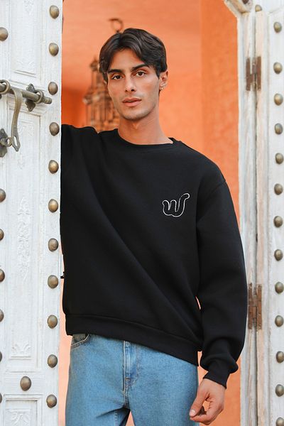 Whish Φούτερ Viento Noir Loose Fit με κέντημα