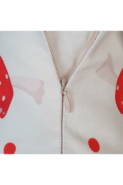 DECO Red Mushroom Patterned Corded Throw Pillow Cover - 43X43Cm