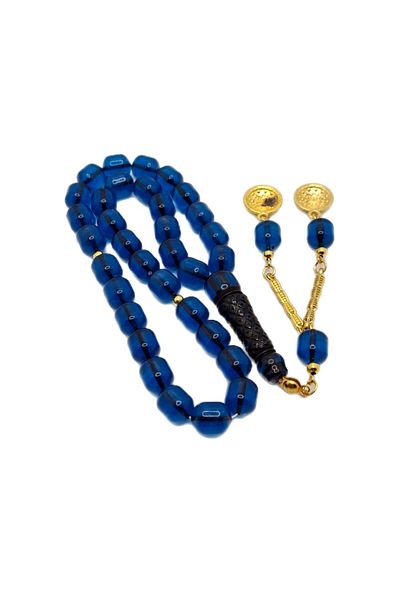 Han Ticarethane Culoarea albastră Imame Brodat Pulbere Chihlimbar Tasbih