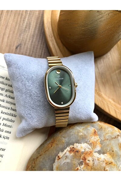 Coliseum Vintage Taş Detaylı Gold İçi Yeşil Kadın Kol Saati