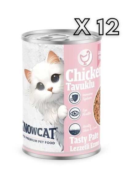 Snow Cat Premium Kıyılmış Tavuk Etli Yavru Kedi Konservesi 12 Adet*400 G