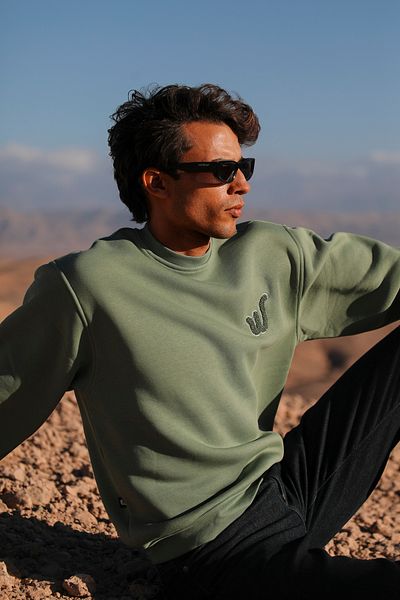 Whish Φούτερ Viento Olive Loose Fit με κέντημα
