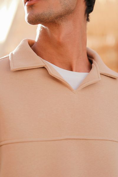 Whish Ιταλικό φούτερ με γιακά Tierra Sand Loose Fit