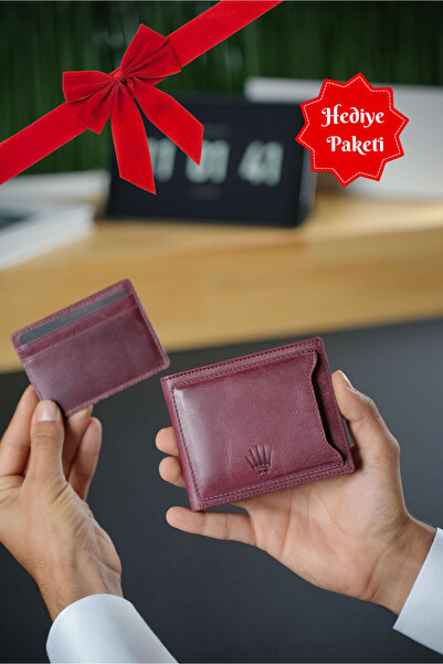 WATCHOFROYAL Lisbon Crazy Burgundy Genuine Leather Wallet