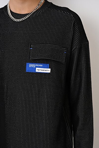 İLKCET MODA Φούτερ με ραβδώσεις με λεπτομέρεια τσέπης