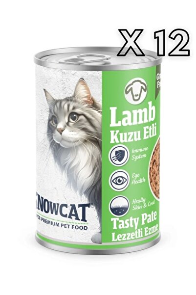 Snow Cat Premium Kıyılmış Kuzu Etli Kedi Konservesi 12 Adet*400 G
