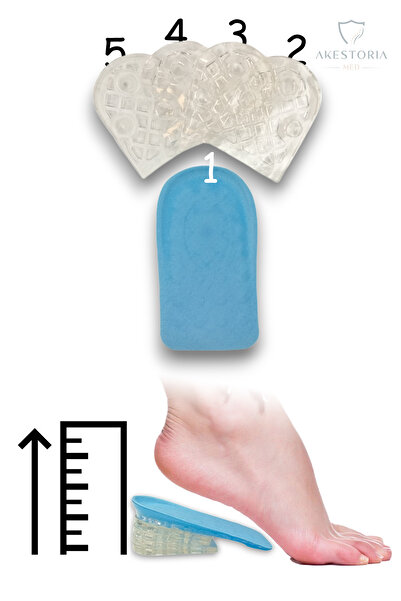 Akestoria Med Çift Kumaşlı Ayarlanabilir 5 Katlı Jel Gizli Topuk Yükselticisi...