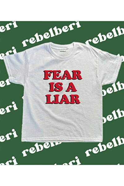 rebelberi Tricou scris "Fear is A Liar Baby" - Y2K Grunge Fairycore, 100% bumbac