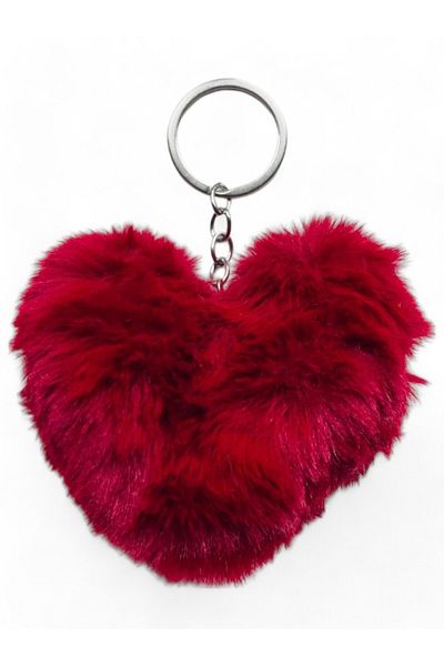 GALATA GIFT Plush Heart Keychain, Furry, Fluffy, Soft, Lover Gift Keychain, Bag Ornament Accessory