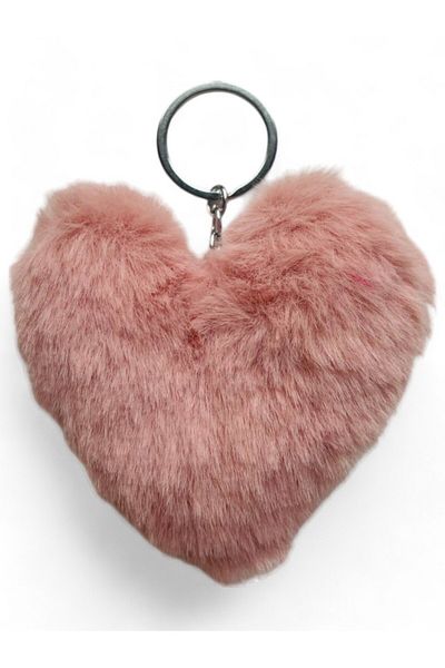 GALATA GIFT Plush Heart Keychain, Furry, Fluffy, Soft, Lover Gift Keychain, Bag Ornament Accessory