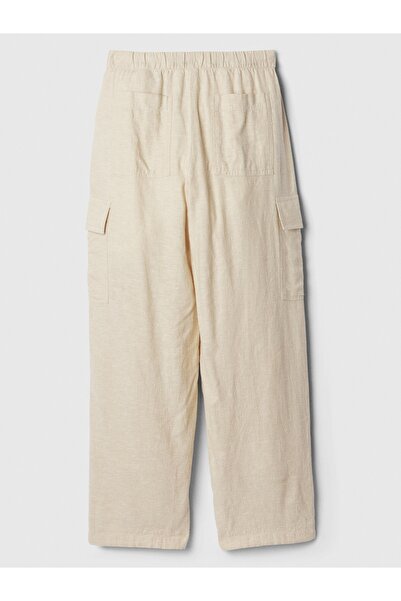 GAP Kadın Bej Keten Karışımlı Paraşüt Kargo Pantolon