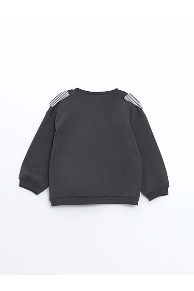 LC Waikiki Anthracite Ribbon Thick Baby Girl Sweatshirt
