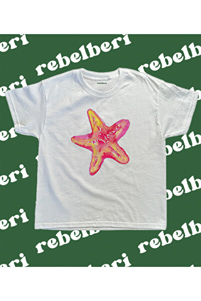 rebelberi تي شيرت للأطفال بنمط نجم البحر الوردي Y2K Grunge Fairycore 100% قطن