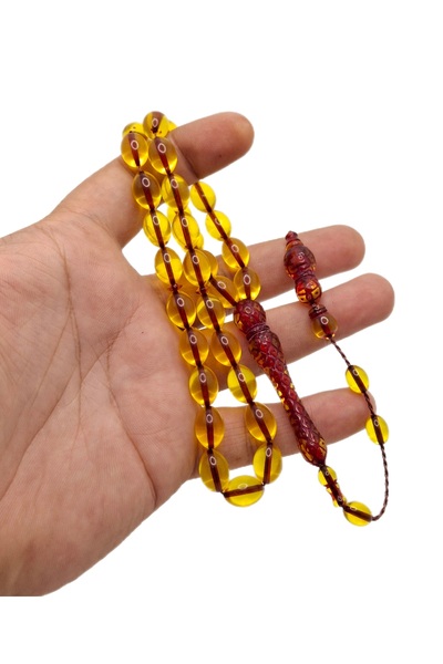 Han Ticarethane Mărgele de rugăciune de chihlimbar brodate de culoare galbenă...