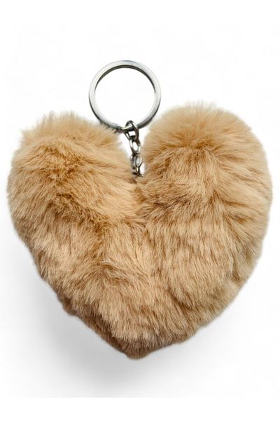 GALATA GIFT Plush Heart Keychain, Furry, Fluffy, Soft, Lover Gift Keychain, Bag Ornament Accessory