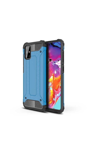 noktaks متوافق مع هاتف Galaxy A71 - حافظة مزدوجة الطبقات مدرعة للصدمات - أزرق - T11127