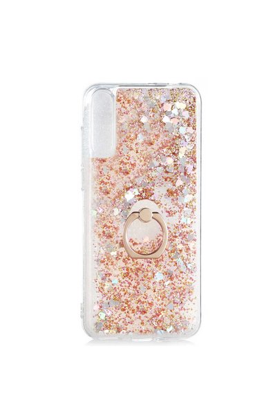 noktaks Huawei P Smart S (y8p) - Kılıf Standlı Yüzüklü Sıvılı Pullu Akan Sıvı...