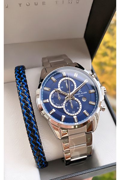 Daniel Klein Silver Color Men's Wristwatch - Bracelet Gift