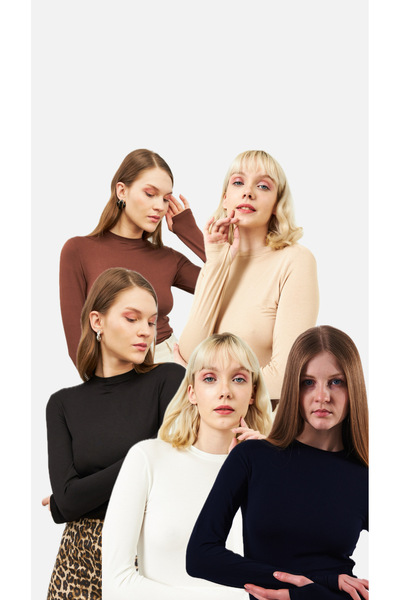 Bukamiss Дамски боди с 5 пръста, черно, бяло, кафяво, тъмносиньо, кремаво