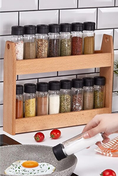 KukiWood 16 Lı Baharatlık Takımı, Ahşap Stantlı 16 Lı Baharatlık
