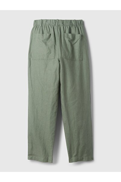 GAP Kadın Haki High Rise Keten Karışımlı Pull-On Pantolon