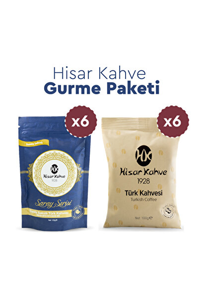 Hisar Kahve Gurme Paketi (100gx6 Saray Serisi Damla Sakızlı, 100gx6 Türk Kahv...