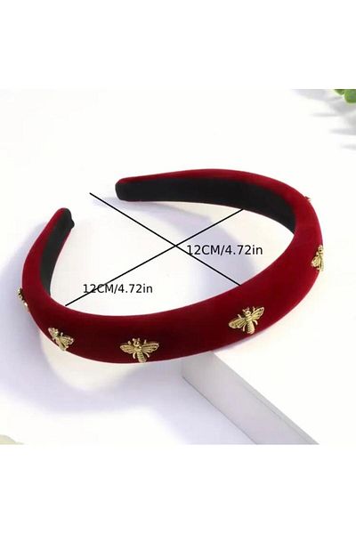 Accessories تاج نسائي من Moon Home Collection باللون العنابي المخملي الأنيق بنمط النحل