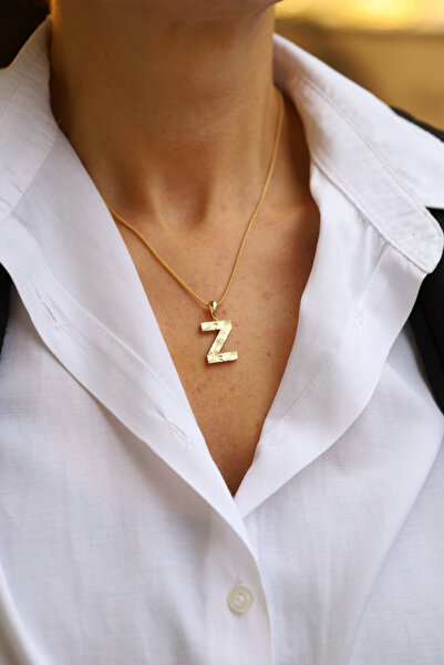 Yenigün Kuyumculuk 14 Ayar Altın Z Harfli Işıltılı Kolye Ucu