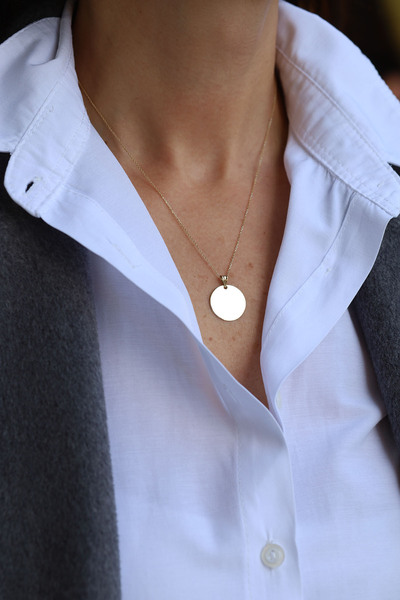 Yenigün Kuyumculuk 14 Ayar Altın Yuvarlak Plaka Kolye