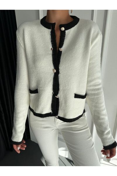 boutich WOMEN GOLD BUTTONED CARDIGAN
