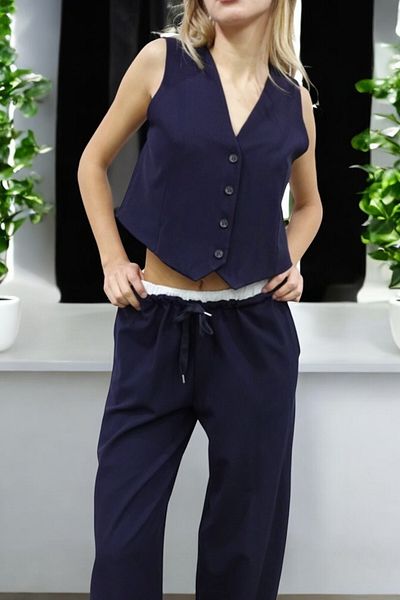 Flow MİSSEALE DARK BLUE COMFORTABLE VEST PANT SET