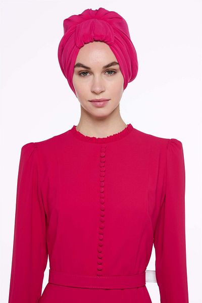 miha Hicran Önal Fuchsia Short Handle Design Bonnet