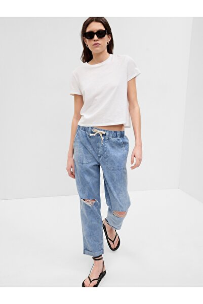 GAP Kadın Mavi Mid Rise Easy Pull-On Jean Pantolon