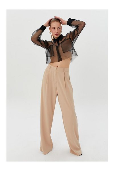 FASHION COCKTAIL Imprimare text Detaliu Buzunar Mâneci din tul Combinație din organza Cămașă scurtă transparentă pentru femei