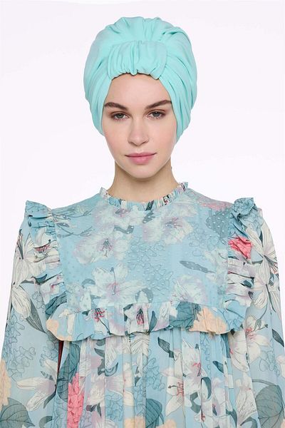 miha Hicran Önal Turquoise Short Handle Bonnet Design