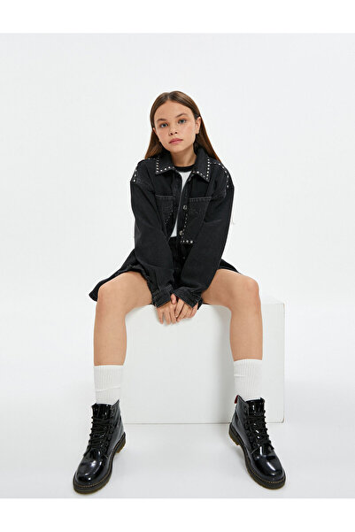 Koton Μπουφάν με πούλιες εμπριμέ τσέπη με λεπτομερή βαμβακερό κλείσιμο με κουμπιά