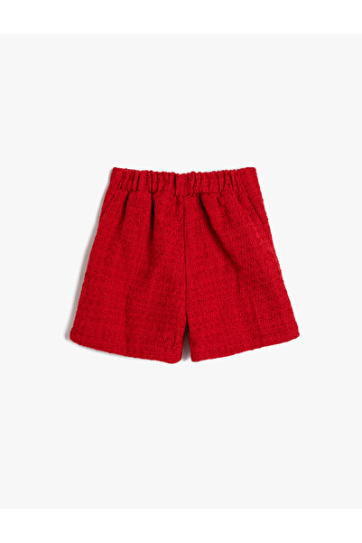Koton Tüvit Şort Düğme Detaylı Beli Lastikli
